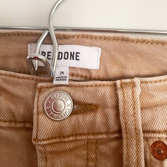 RE/DONE '70s Ultra High Waist Stove Pipe Jeans in Washed Khaki - Picture 5 of 9